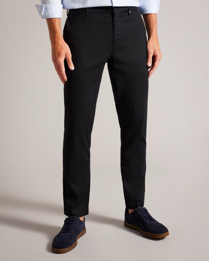 Pantalon Ted Baker Linen Blend Elasticated Noir Homme | CLD-01588958